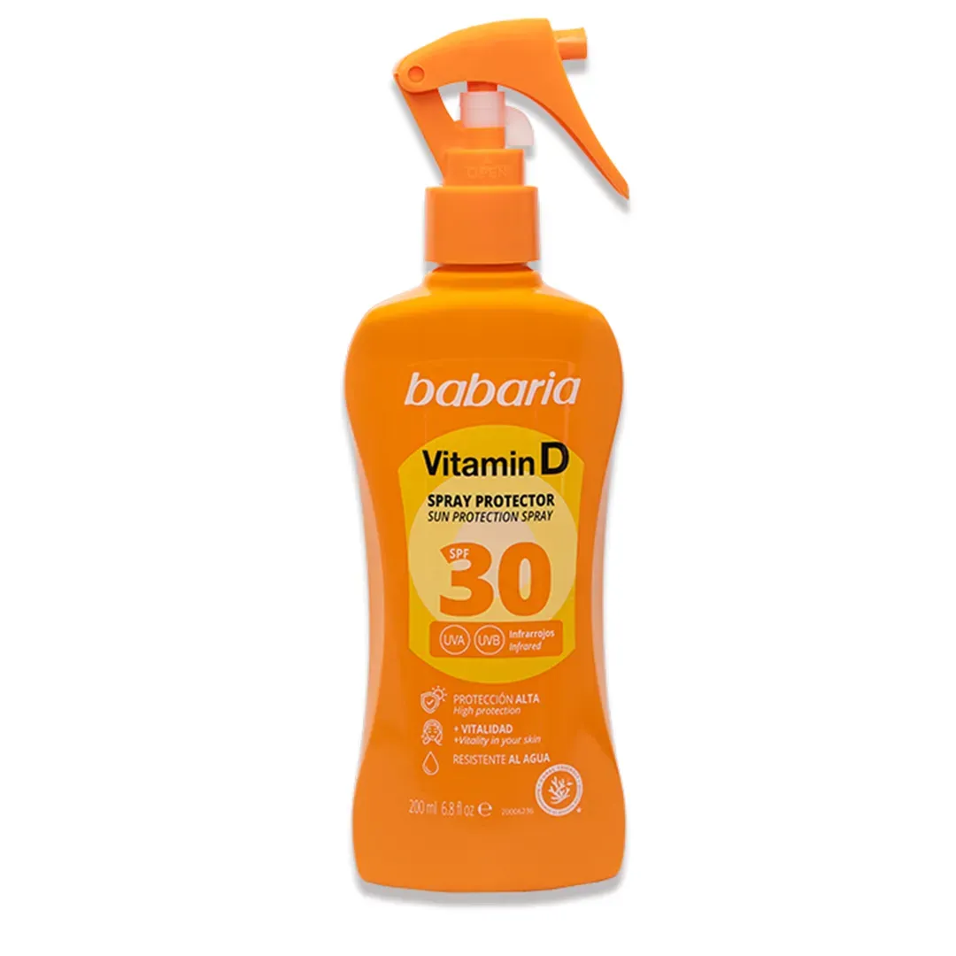 اسپری ضدآفتاب ویتامین D باباریا BABARIA با SPF30 حجم 200 میل