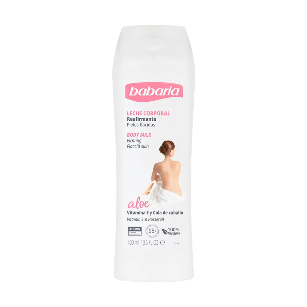 شیر سفت کننده بدن باباریا حاوی آلوئه ورا و ویتامین E حجم ۴۰۰ میلیلیتر